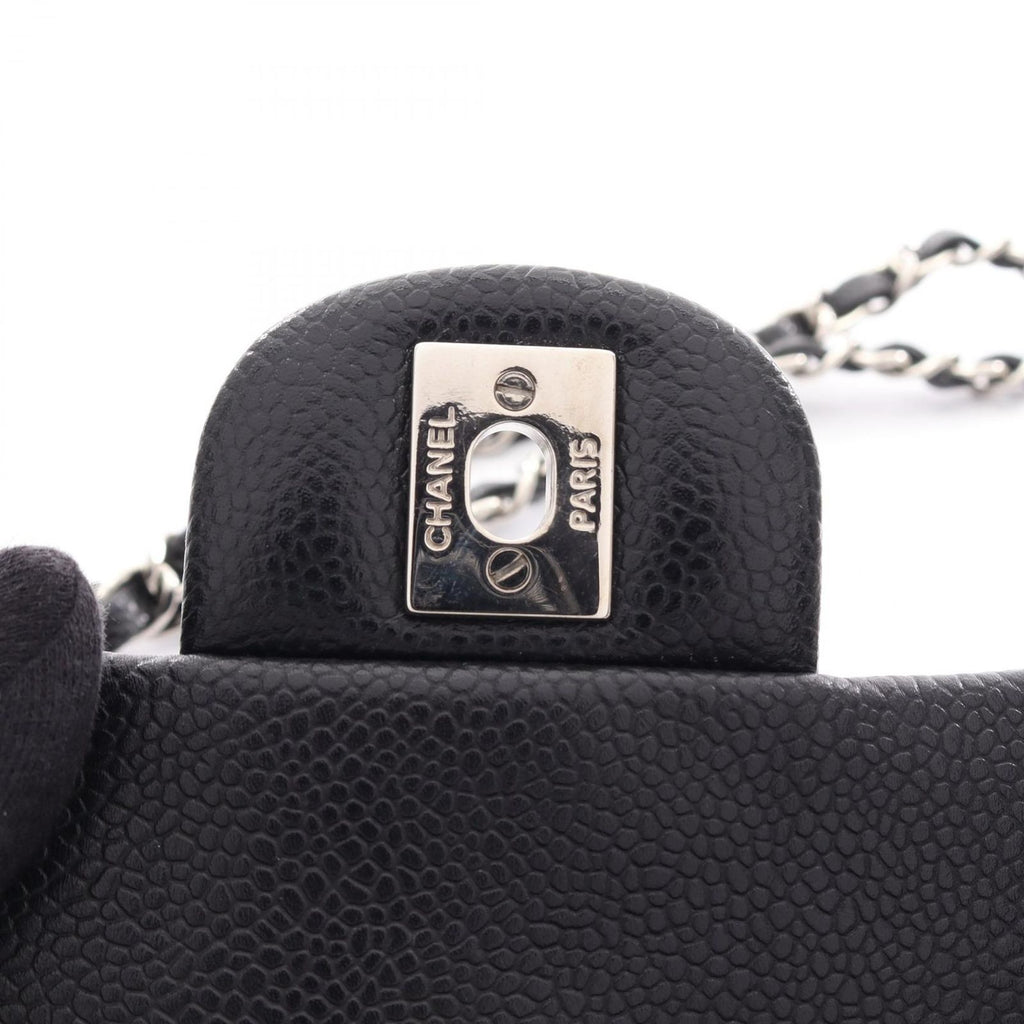 Chanel Shoulder Bag Mini Quilted Black Caviar Leather Chain — view 9