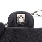 Chanel Shoulder Bag Mini Quilted Black Caviar Leather Chain — view 9