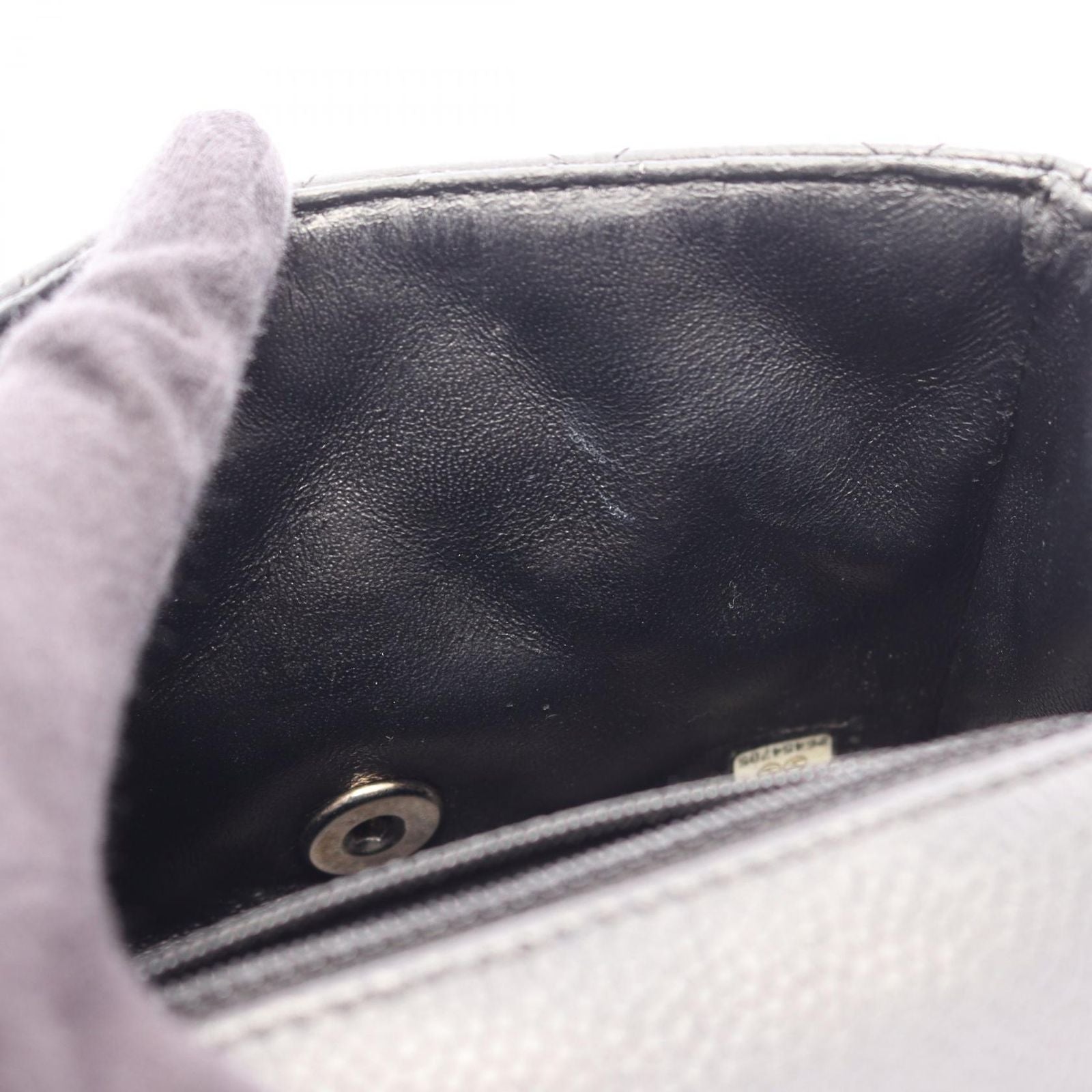 Chanel Shoulder Bag Mini Quilted Black Caviar Leather Chain — view 6