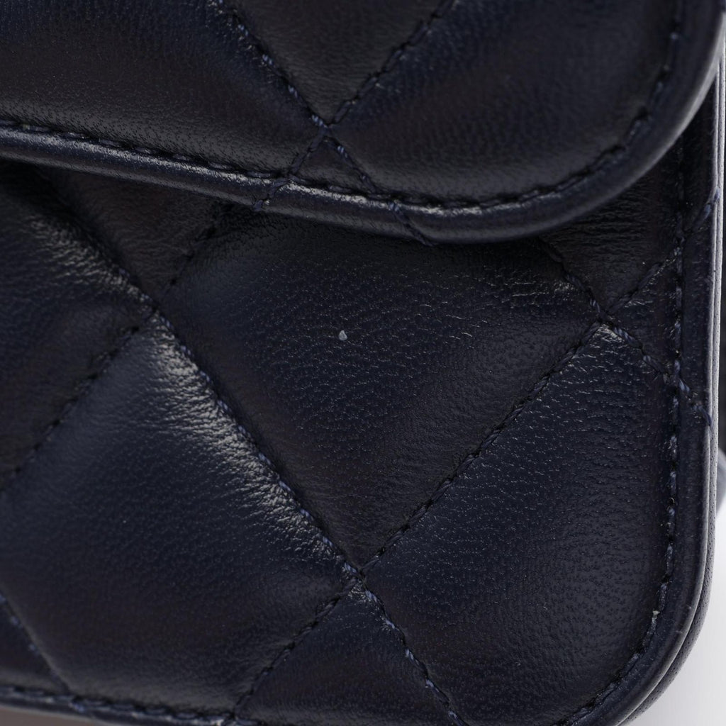 Chanel Shoulder Bag Quilted 2-Way Navy Lambskin Small Flap Chain — view 6