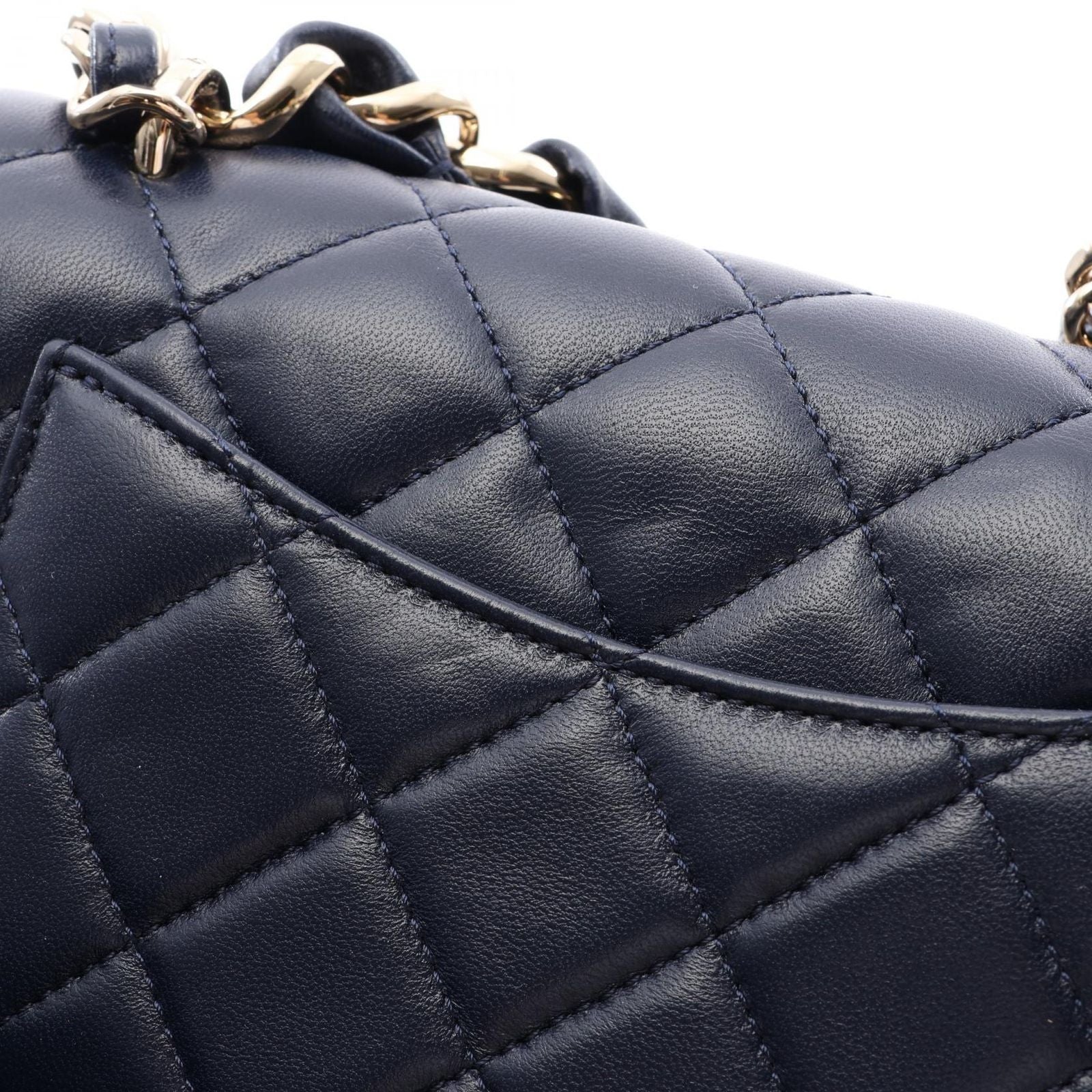 Chanel Shoulder Bag Quilted 2-Way Navy Lambskin Small Flap Chain — view 9