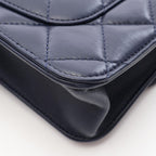 Chanel Shoulder Bag Quilted 2-Way Navy Lambskin Small Flap Chain — view 8
