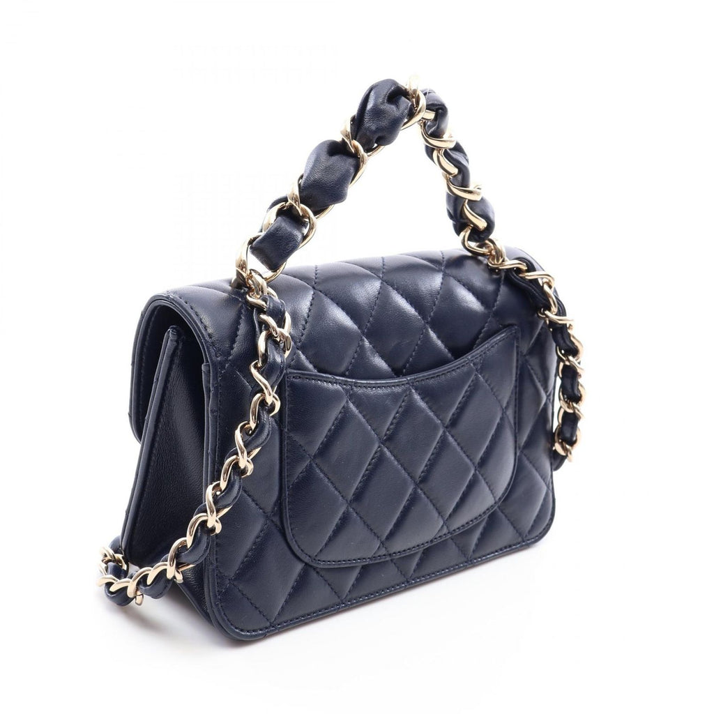Chanel Shoulder Bag Quilted 2-Way Navy Lambskin Small Flap Chain — view 2