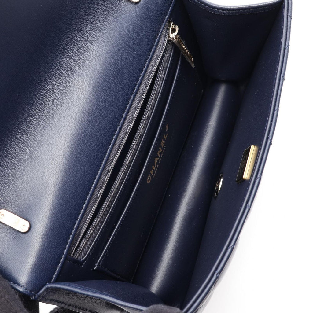 Chanel Shoulder Bag Quilted 2-Way Navy Lambskin Small Flap Chain — view 3