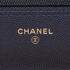 Chanel Shoulder Bag Quilted Navy Caviar Leather Chain Wallet — view 5
