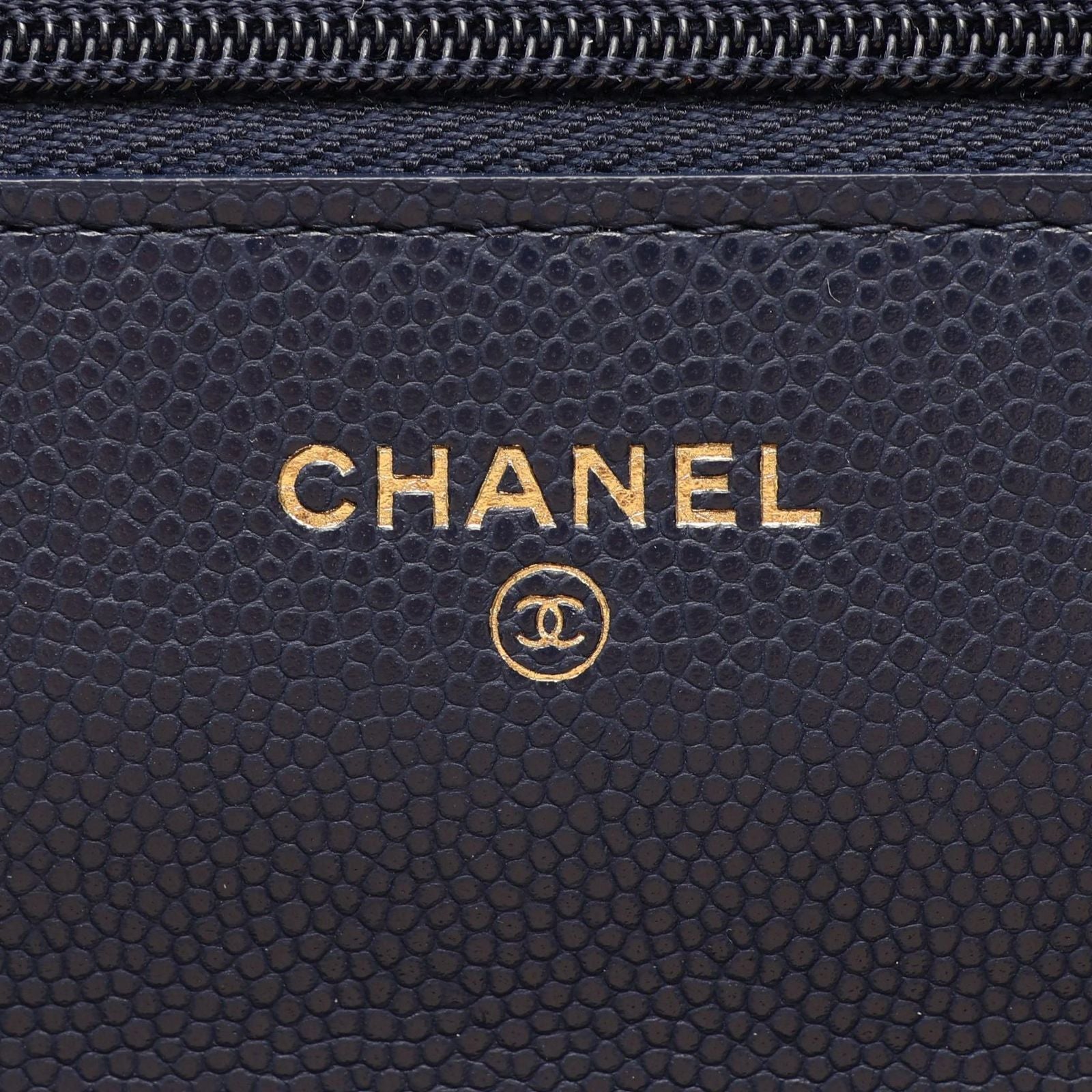 Chanel Shoulder Bag Quilted Navy Caviar Leather Chain Wallet — view 5