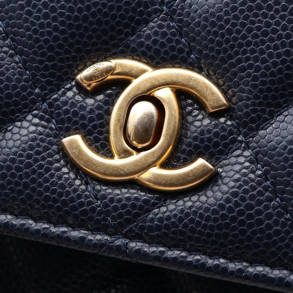 Chanel Shoulder Bag Quilted Navy Caviar Leather Chain Wallet — view 7