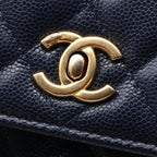 Chanel Shoulder Bag Quilted Navy Caviar Leather Chain Wallet — view 7
