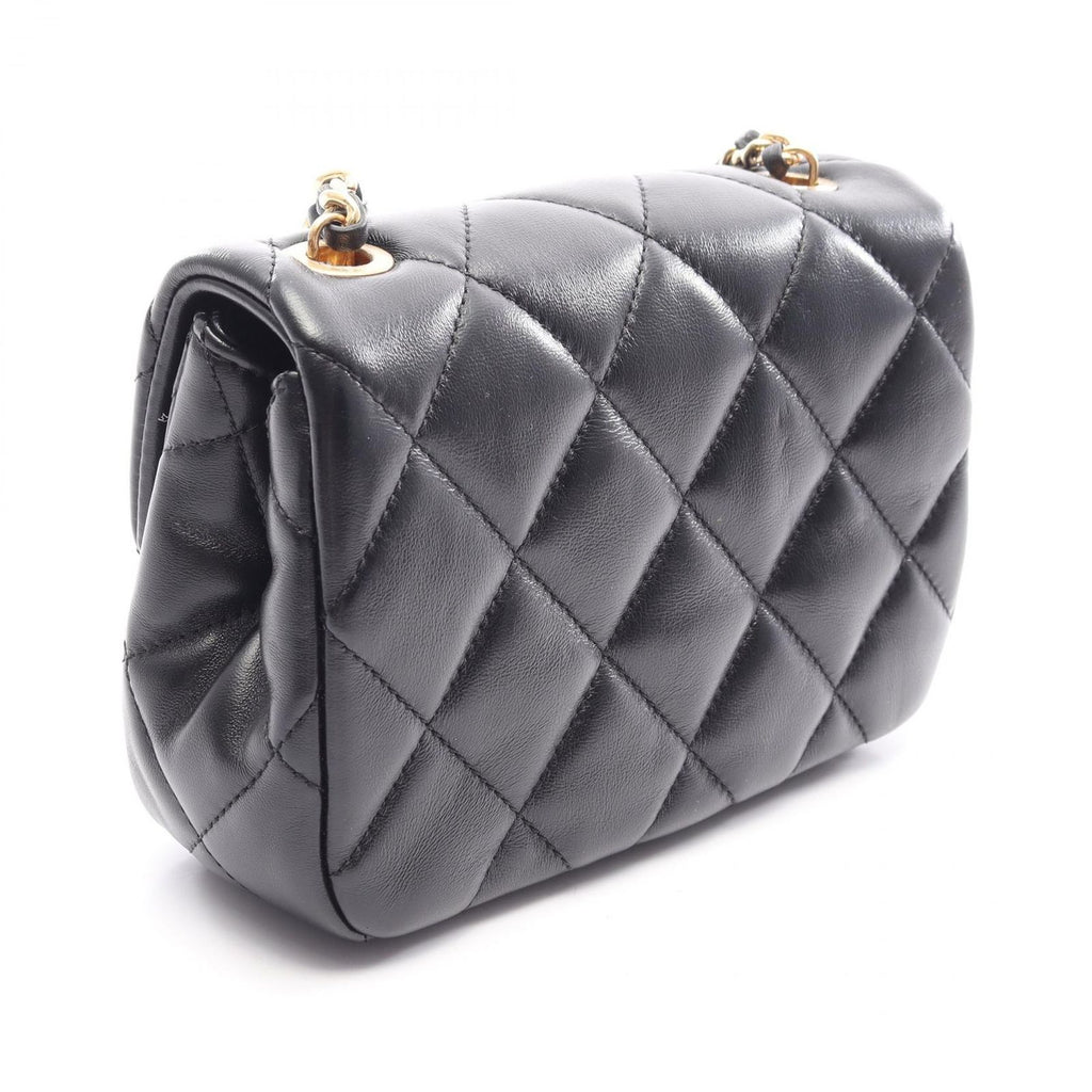 Chanel Shoulder Bag Quilted Small Flap Black Lambskin Chain — view 2