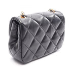 Chanel Shoulder Bag Quilted Small Flap Black Lambskin Chain — view 2