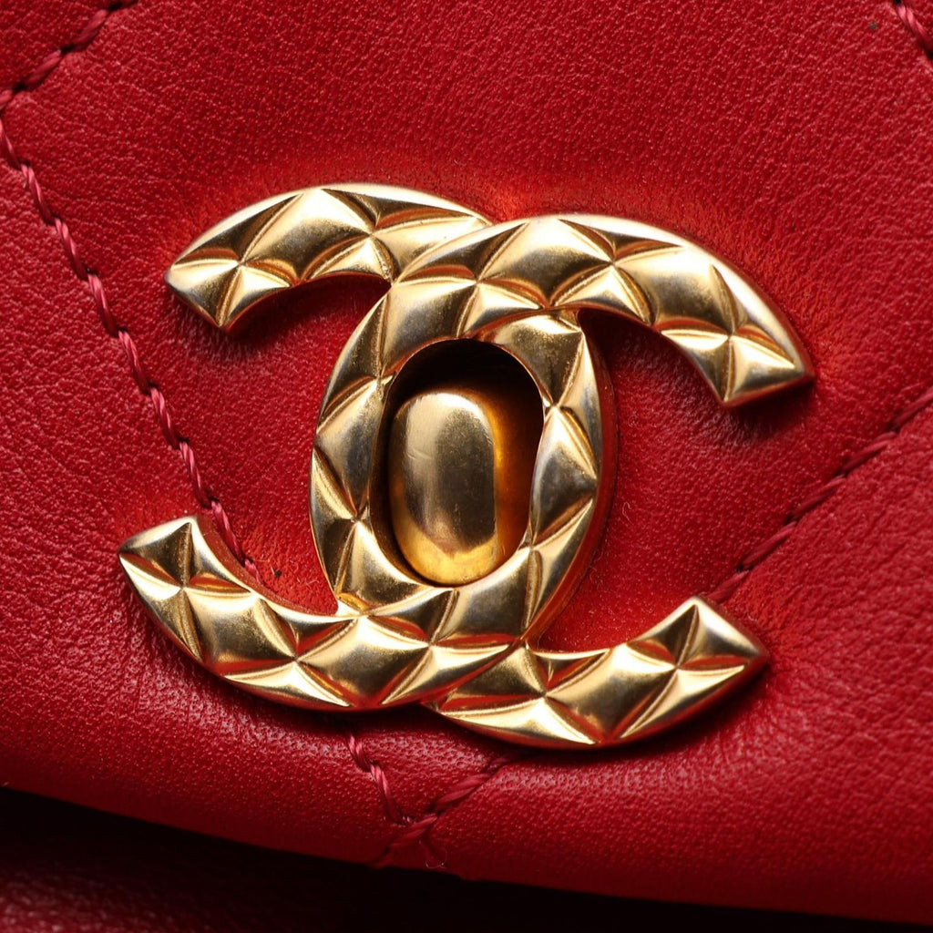 Chanel Backpack Quilted Small Chain Red Lambskin Icon Charm — view 6