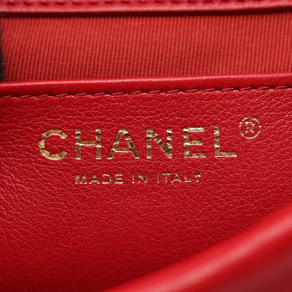 Chanel Backpack Quilted Small Chain Red Lambskin Icon Charm — view 4