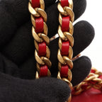 Chanel Backpack Quilted Small Chain Red Lambskin Icon Charm — view 9