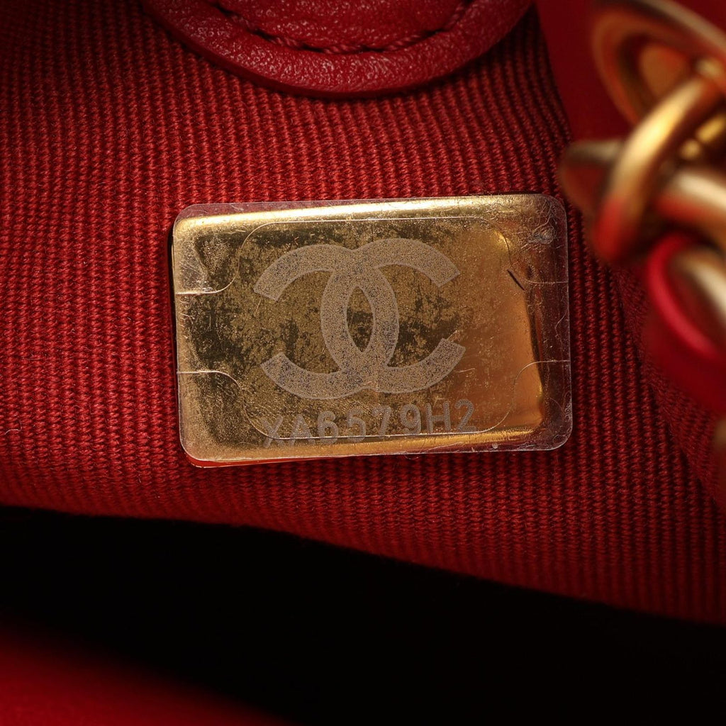Chanel Backpack Quilted Small Chain Red Lambskin Icon Charm — view 5