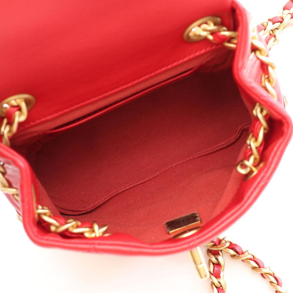 Chanel Backpack Quilted Small Chain Red Lambskin Icon Charm — view 3