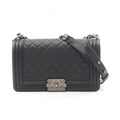 Chanel Shoulder Bag Boy Black Lambskin Boy Chain