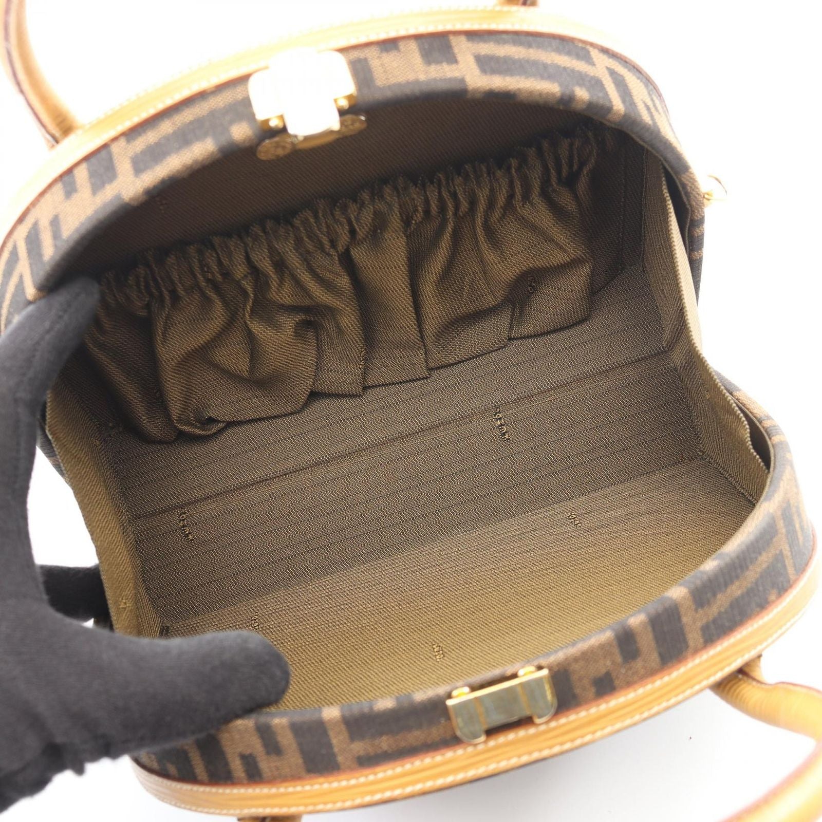 Fendi Handbag Zucca 2-Way Brown Canvas Leather — view 3