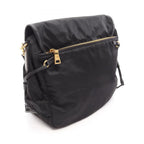 Prada Shoulder Bag Tessuto Saffian Black Nylon Saffiano Leather — view 2