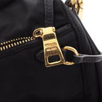 Prada Shoulder Bag Tessuto Saffian Black Nylon Saffiano Leather — view 8