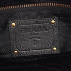Prada Shoulder Bag Tessuto Saffian Black Nylon Saffiano Leather — view 4