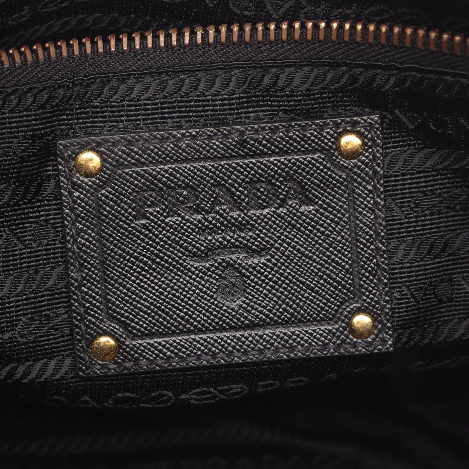 Prada Shoulder Bag Tessuto Saffian Black Nylon Saffiano Leather — view 4