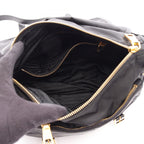 Prada Shoulder Bag Tessuto Saffian Black Nylon Saffiano Leather — view 3