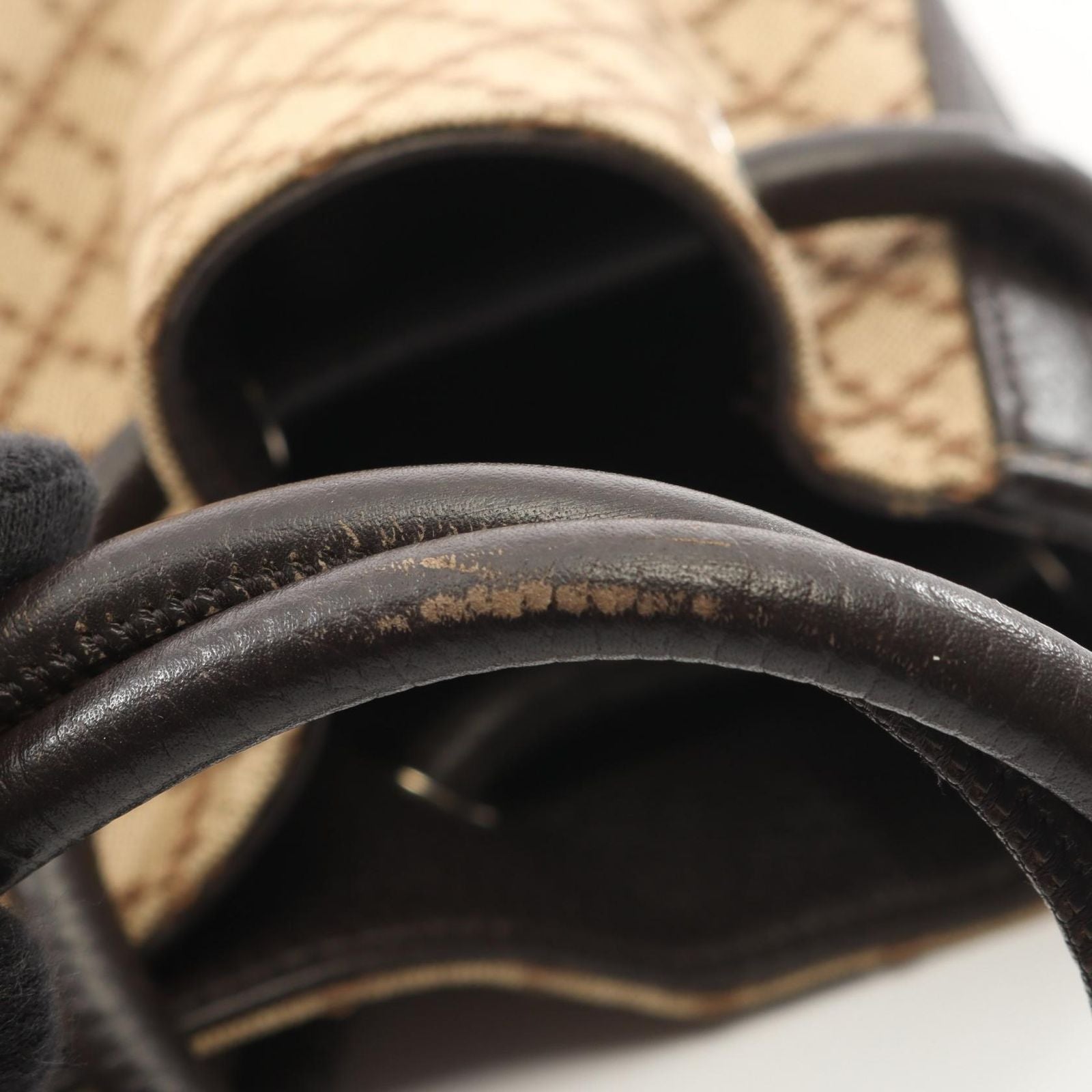 Gucci Tote Diamante Beige Brown Canvas Leather Dimante — view 7