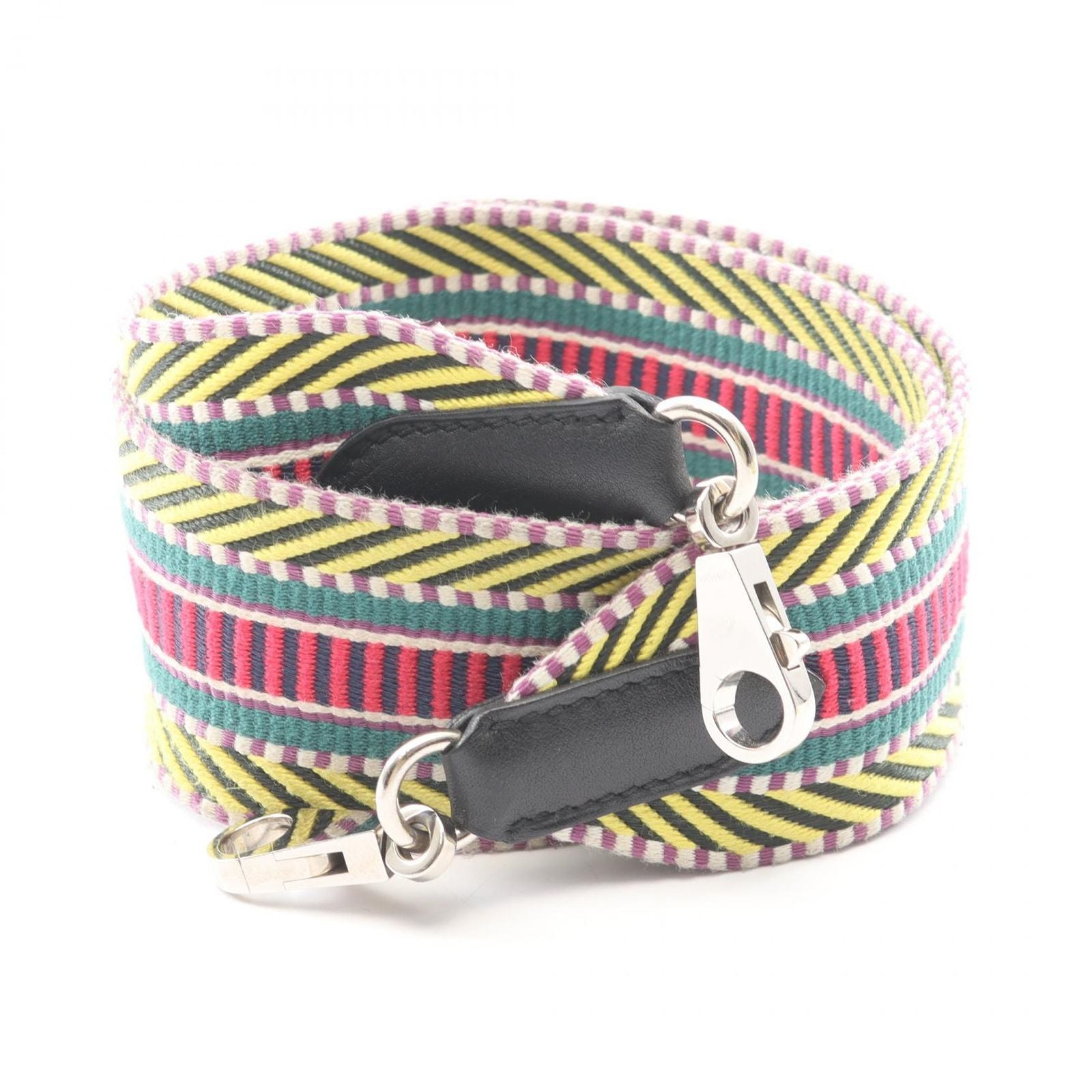 Hermes Shoulder Strap Bandouliere Sangle Caval Multi Black Canvas Leather
