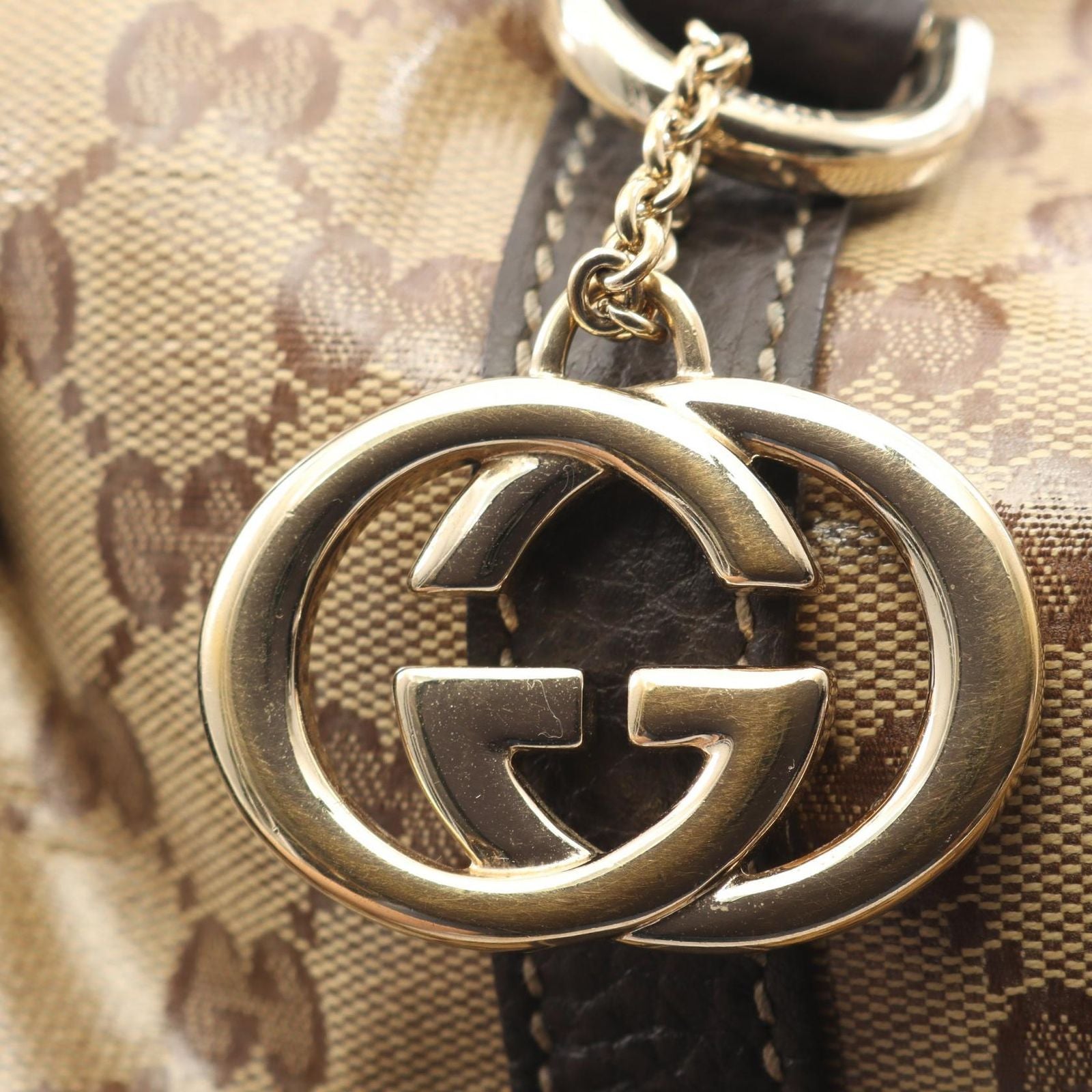 Gucci Tote Interlocking GG Crystal Way Beige Brown Canvas Leather Abbey 2-Way — view 8