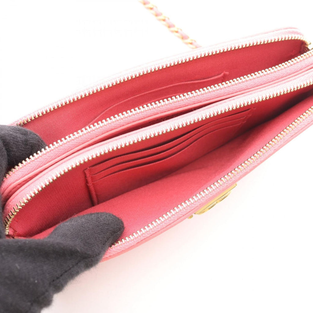 Chanel Shoulder Bag Boy Pink Lambskin Boy Phone Case Chain Wallet — view 3