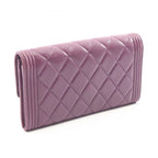 Chanel Bifold Wallet Boy Purple Lambskin Boy — view 2