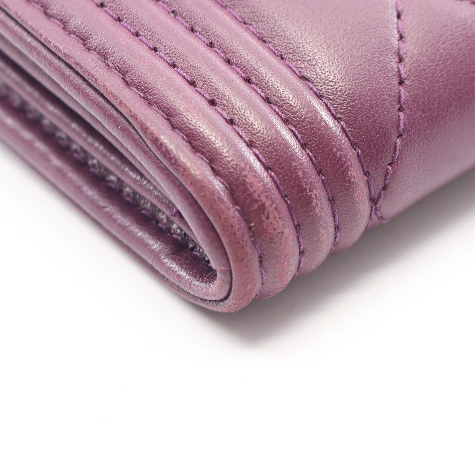 Chanel Bifold Wallet Boy Purple Lambskin Boy — view 8