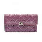 Chanel Bifold Wallet Boy Purple Lambskin Boy