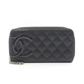 Chanel Round Wallet Cambon Line Black Enamel Leather Patent