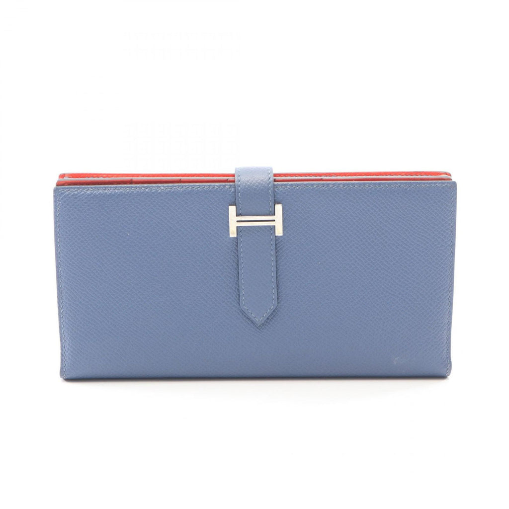 Hermes Bifold Wallet Bearn Souffle Verso Blue Brighton Capucines Leather