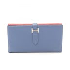 Hermes Bifold Wallet Bearn Souffle Verso Blue Brighton Capucines Leather
