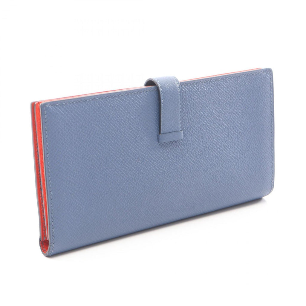 Hermes Bifold Wallet Bearn Souffle Verso Blue Brighton Capucines Leather — view 2