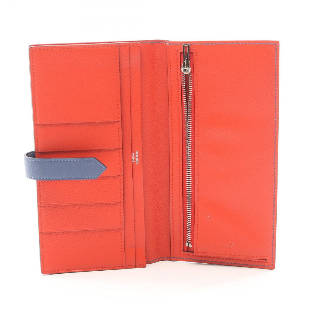 Hermes Bifold Wallet Bearn Souffle Verso Blue Brighton Capucines Leather — view 3