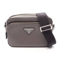 Prada Shoulder Bag Dark Gray Saffiano Leather Triangle Logo