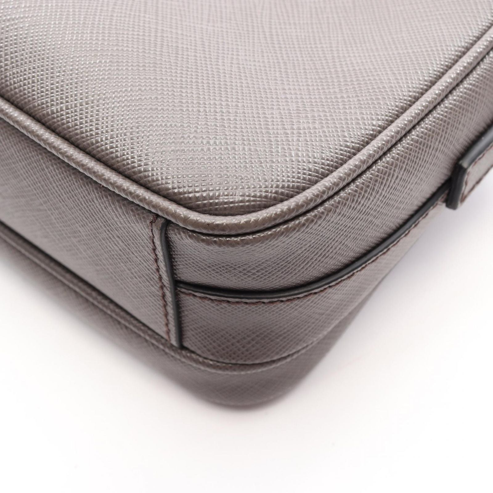 Prada Shoulder Bag Dark Gray Saffiano Leather Triangle Logo — view 5