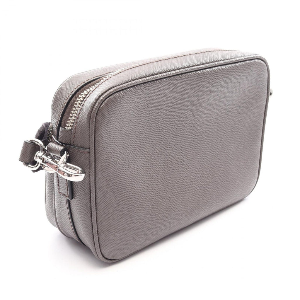 Prada Shoulder Bag Dark Gray Saffiano Leather Triangle Logo — view 2