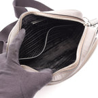 Prada Shoulder Bag Dark Gray Saffiano Leather Triangle Logo — view 3