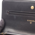 Chanel Shoulder Bag Quilted Black Lambskin Chain Wallet — view 8