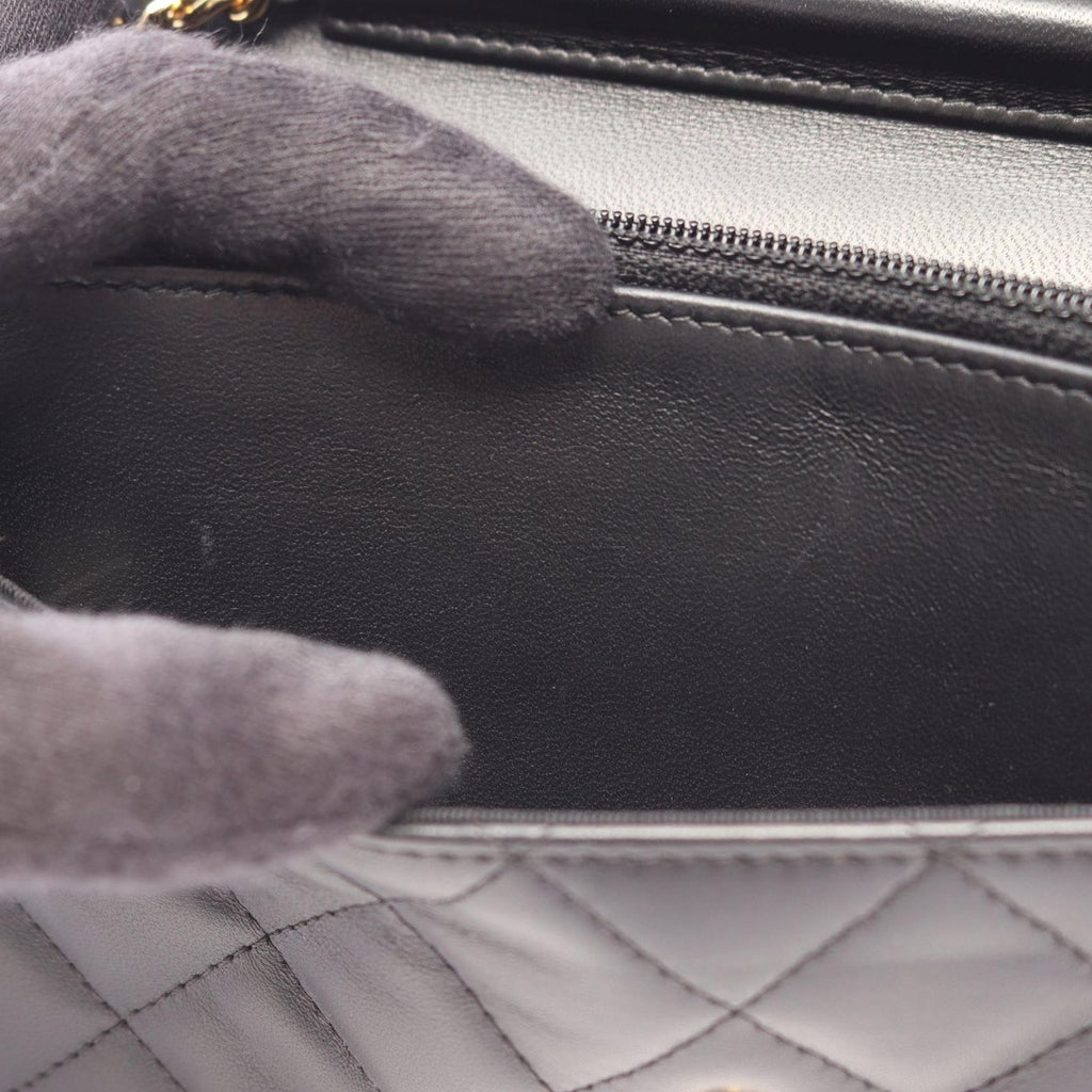Chanel Shoulder Bag Quilted Black Lambskin Chain Wallet — view 6