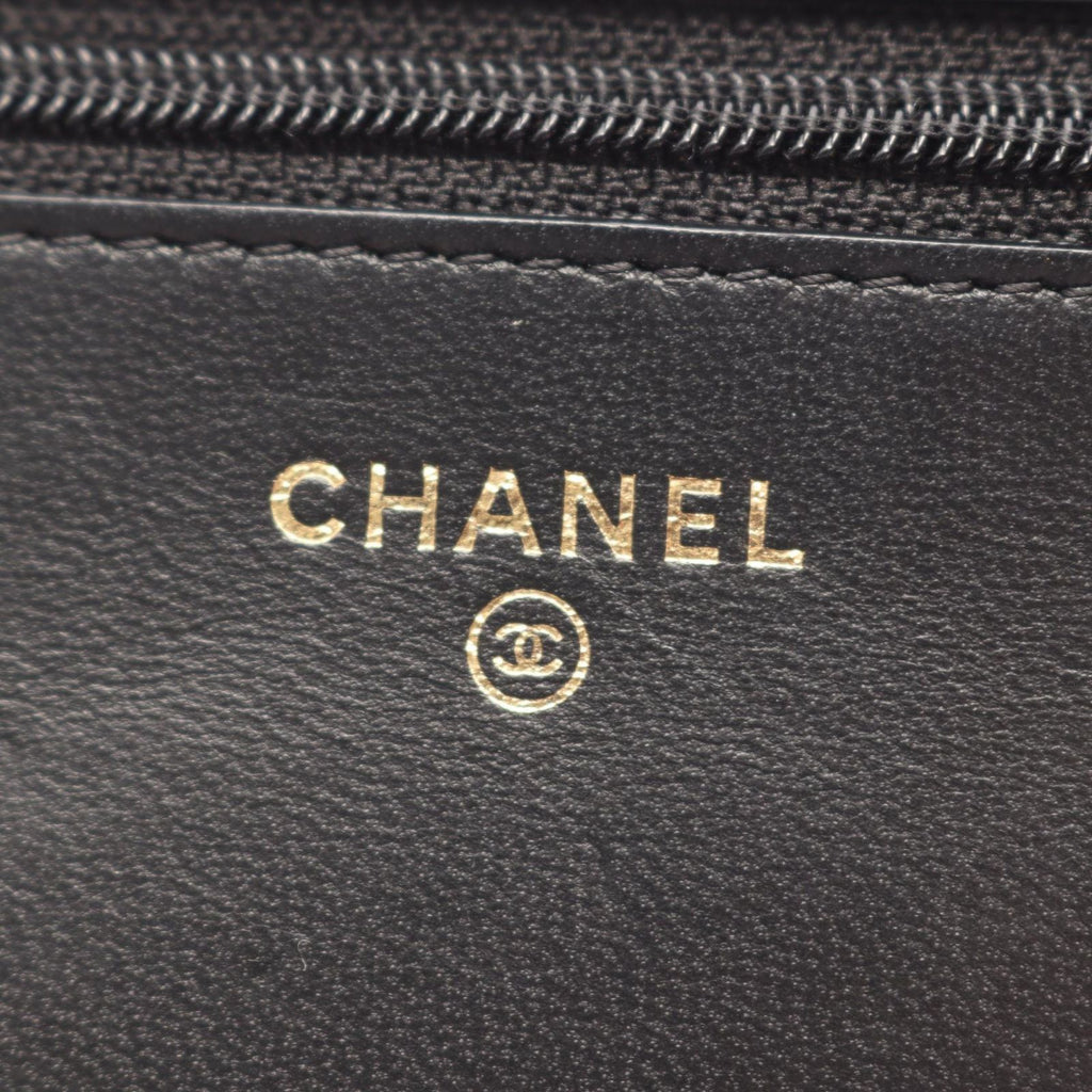 Chanel Shoulder Bag Quilted Black Lambskin Chain Wallet — view 4