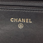 Chanel Shoulder Bag Quilted Black Lambskin Chain Wallet — view 4