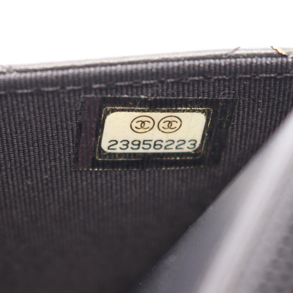 Chanel Shoulder Bag Quilted Black Lambskin Chain Wallet — view 5