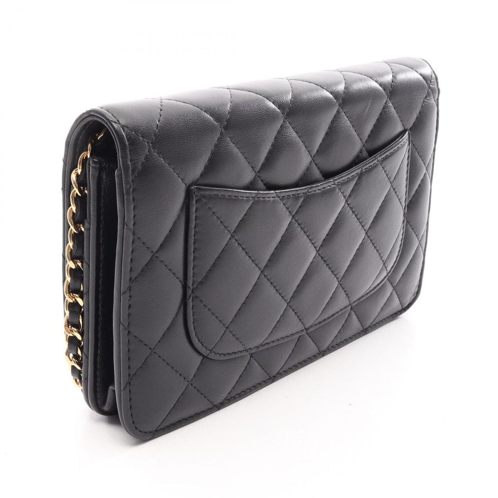 Chanel Shoulder Bag Quilted Black Lambskin Chain Wallet — view 2