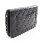 Chanel Shoulder Bag Quilted Black Lambskin Chain Wallet — view 2