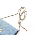 Chanel Shoulder Bag Quilted Denim Blue Chain Wallet — view 7